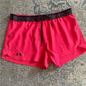 Hot pink women’s Under Armour athletic shorts, L